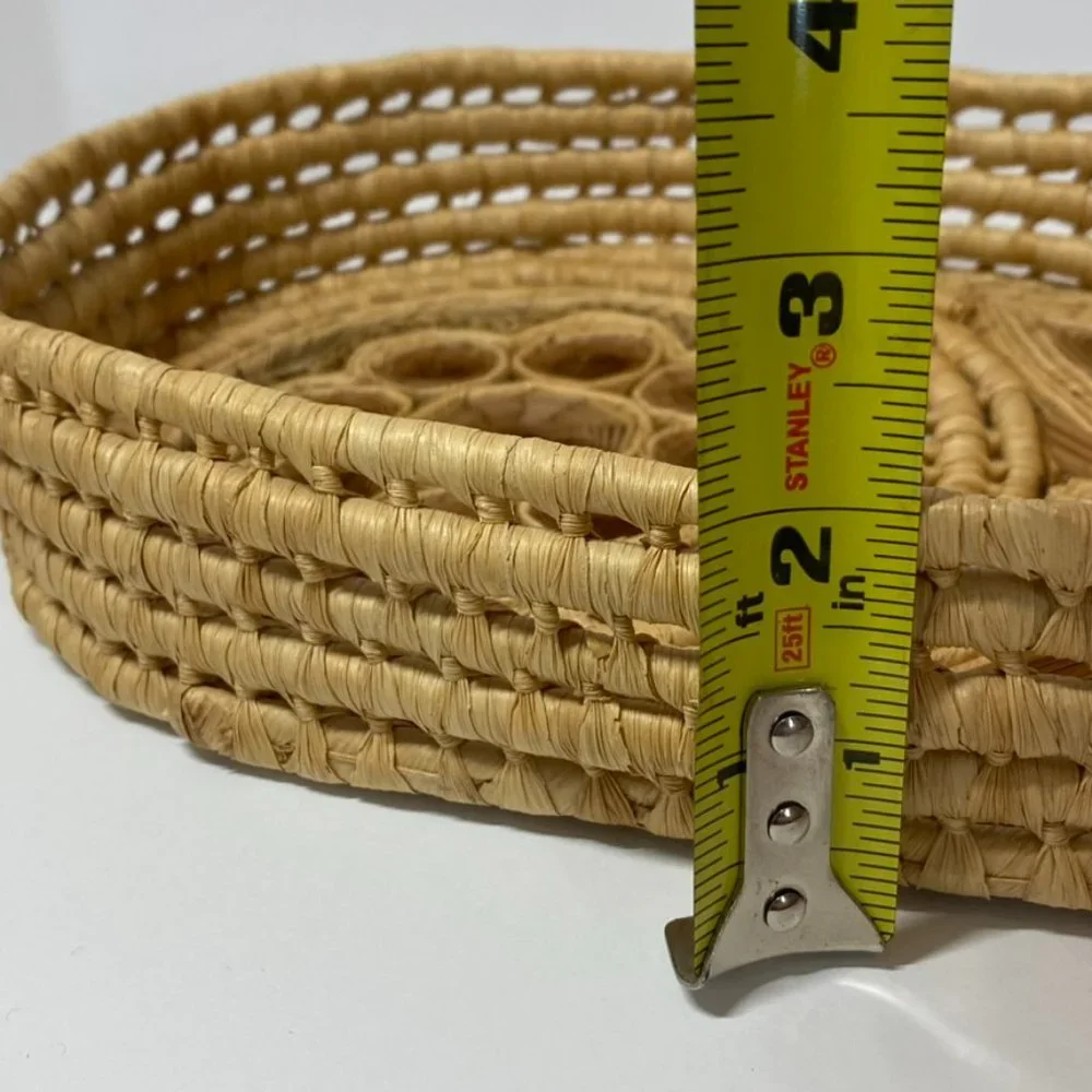 Vintage Woven Daisy Flower Rattan Basket Home Decor